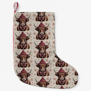 Christmas Coquette Highland Cow Western Farmer Small Christmas Stocking