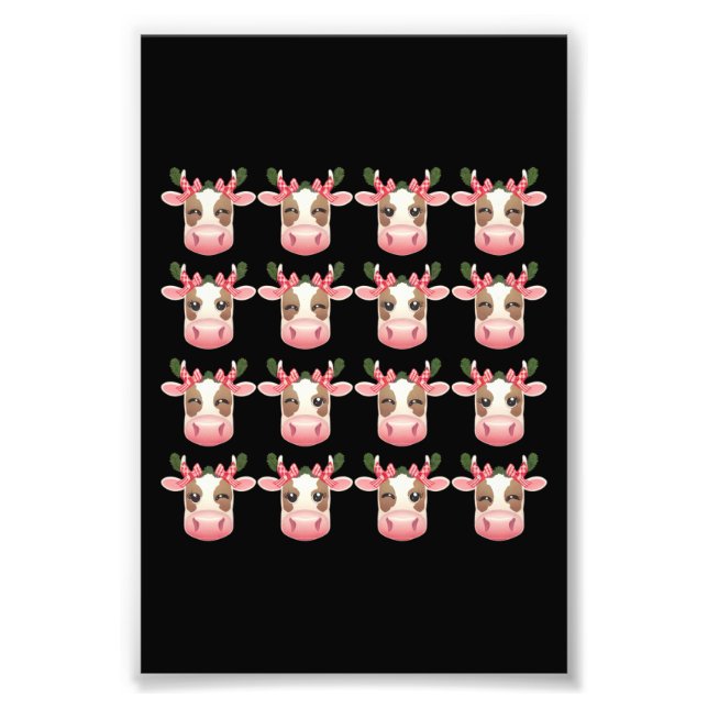 Christmas Coquette Highland Cow Western Xmas  Photo Print (Front)