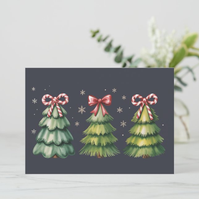 Christmas Coquette Tree Bow Winter Holiday Card (Standing Front)