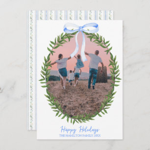 Christmas Coquette Wreath Photo Grandmillennial Holiday Card