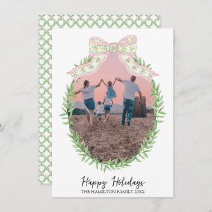 Christmas Coquette Wreath Photo Grandmillennial Holiday Card