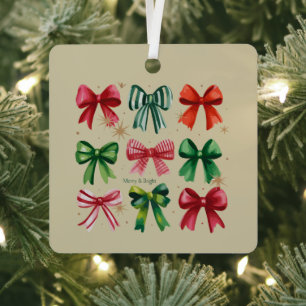 Christmas Coquettes Red Green Bow Xmas Season Girl Metal Tree Decoration