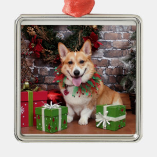 Christmas - Corgi - Cal Metal Ornament