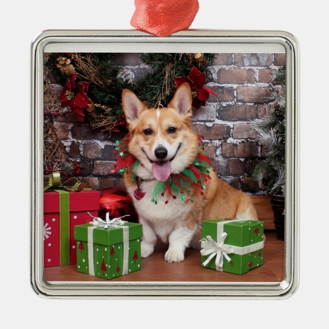 Christmas - Corgi - Cal Metal Ornament (Front)