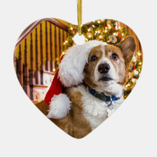 Christmas Corgi Ceramic Ornament