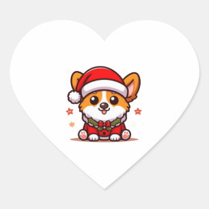 Christmas Corgi Classic T-Shirt Heart Sticker