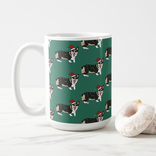 Christmas Corgi  Coffee Mug (With Donut)