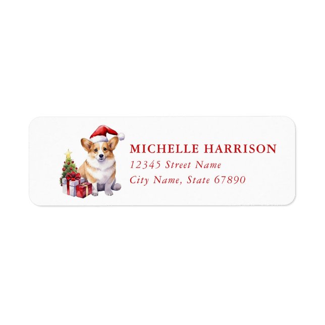 Christmas Corgi Dog Return Address Labels (Front)