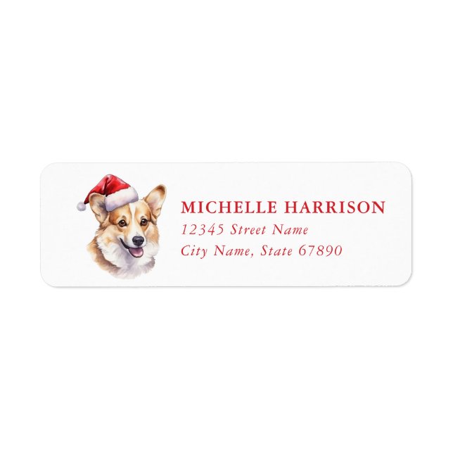 Christmas Corgi Dog Return Address Labels (Front)