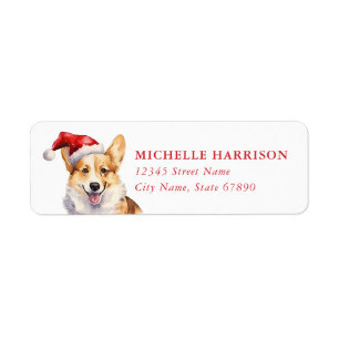 Christmas Corgi Dog Return Address Labels