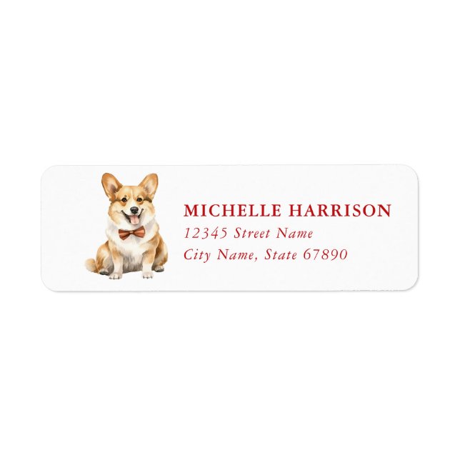 Christmas Corgi Dog Return Address Labels (Front)