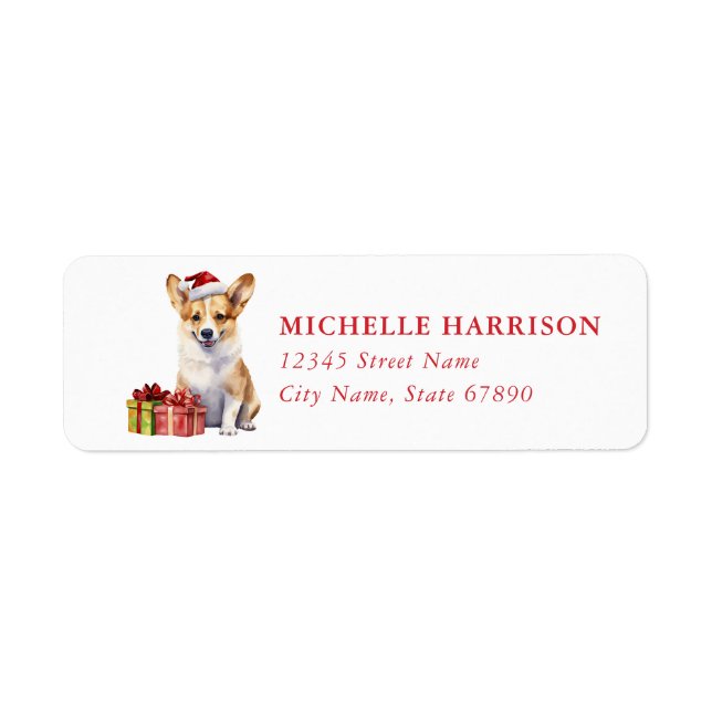 Christmas Corgi Dog Return Address Labels (Front)