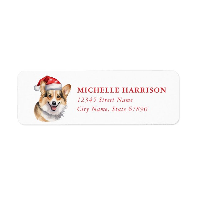 Christmas Corgi Dog Return Address Labels (Front)