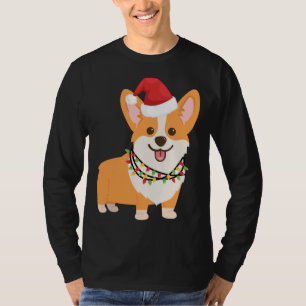 Christmas Corgi Dog with Santa Hat and Christmas L T-Shirt
