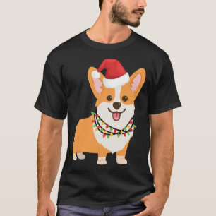 Christmas Corgi Dog with Santa Hat and Christmas L T-Shirt