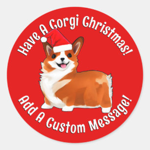 Christmas Corgi Dog With Santa Hat Classic Round Sticker