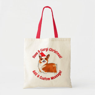Christmas Corgi Dog With Santa Hat Tote Bag