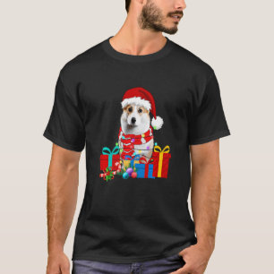 Christmas Corgi Dog Xmas Lights Santa Hat Pajama T-Shirt