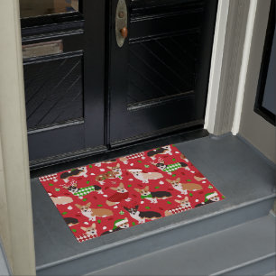 Christmas Corgi Dogs Doormat