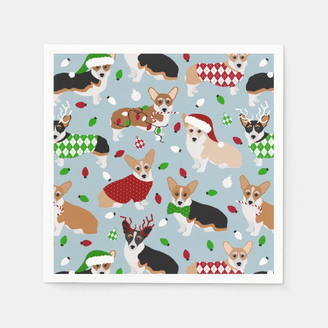 Christmas Corgi Dogs Napkins (Front)