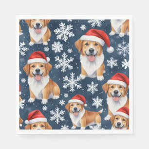 Christmas Corgi Dogs & Snowflakes Holiday Pattern Napkin