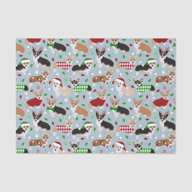 Christmas Corgi Dogs Tissue Paper (Front)