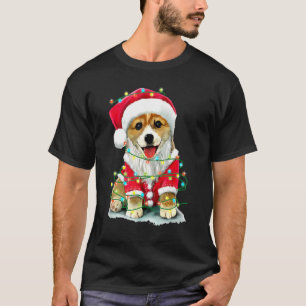 Christmas Corgi lights Santa  For Men Women Boys G T-Shirt