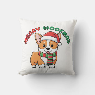 Christmas Corgi Pillow: Merry Woofmas Cushion