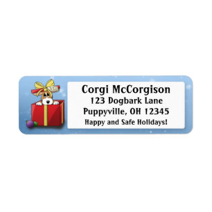 Christmas Corgi Puppy Address Labels