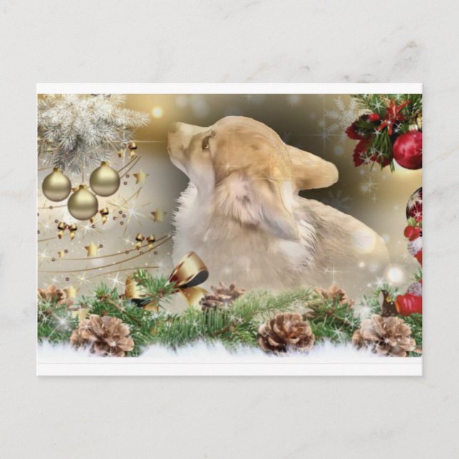Christmas Corgi Puppy Holiday Postcard (Front)