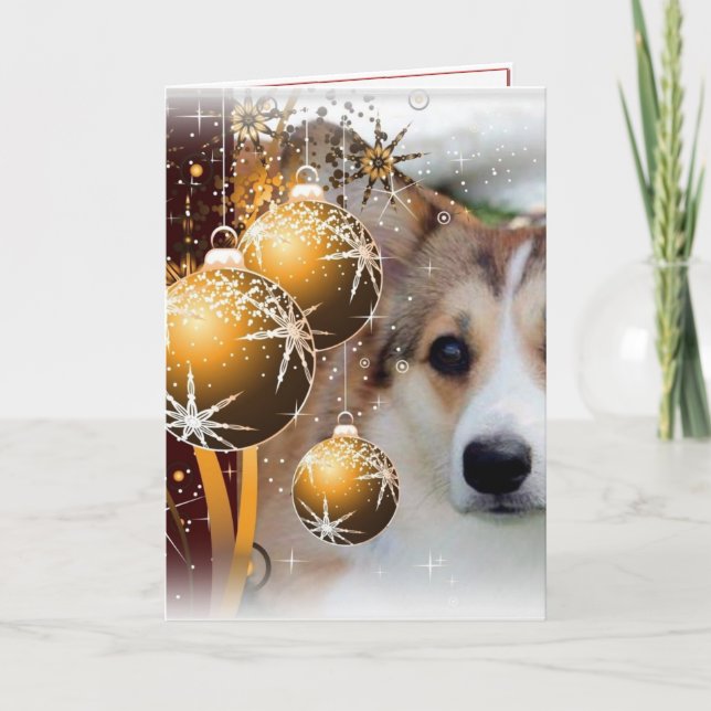 Christmas Corgi Sable Holiday Card (Front)