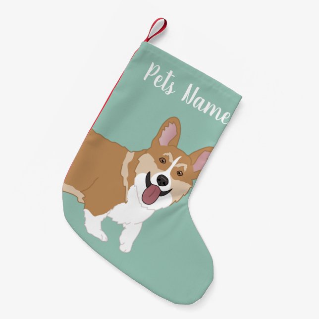 Christmas Corgi  Small Christmas Stocking (Front (Hanging))