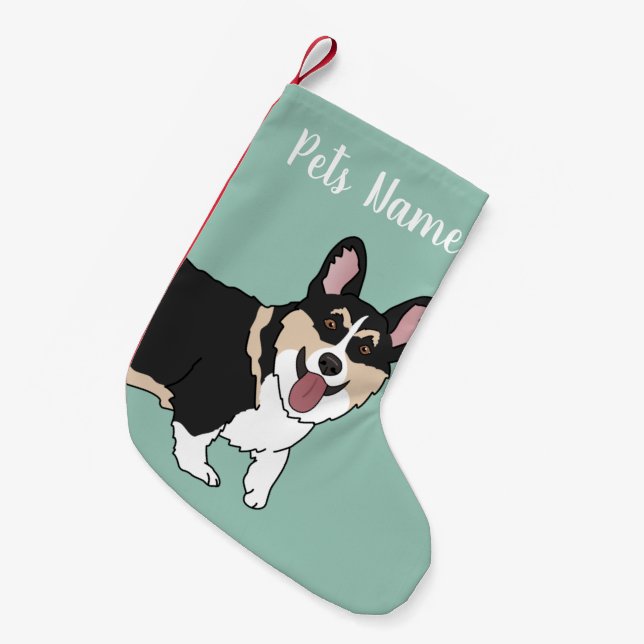 Christmas Corgi  Small Christmas Stocking (Front (Hanging))