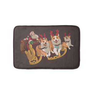 Christmas corgis bath mat