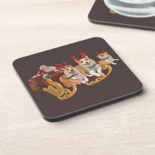 Christmas corgis coaster