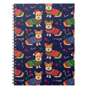 Christmas Corgis: Festive Vintage Illustration. Notebook