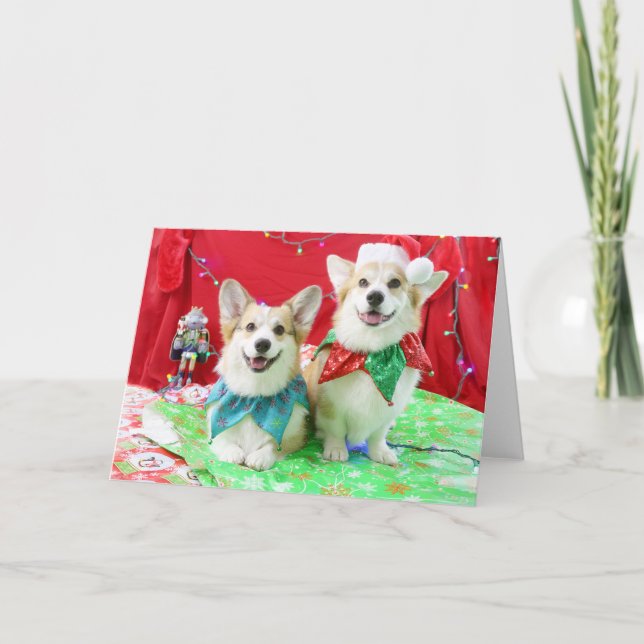 Christmas Corgis Greeting Card & Envelopes (Front)