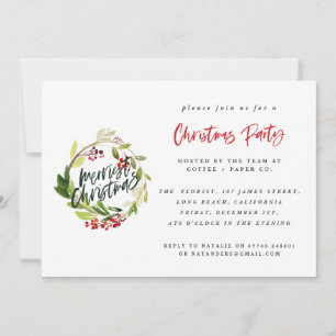 Christmas corporate party invitation winter leaf
