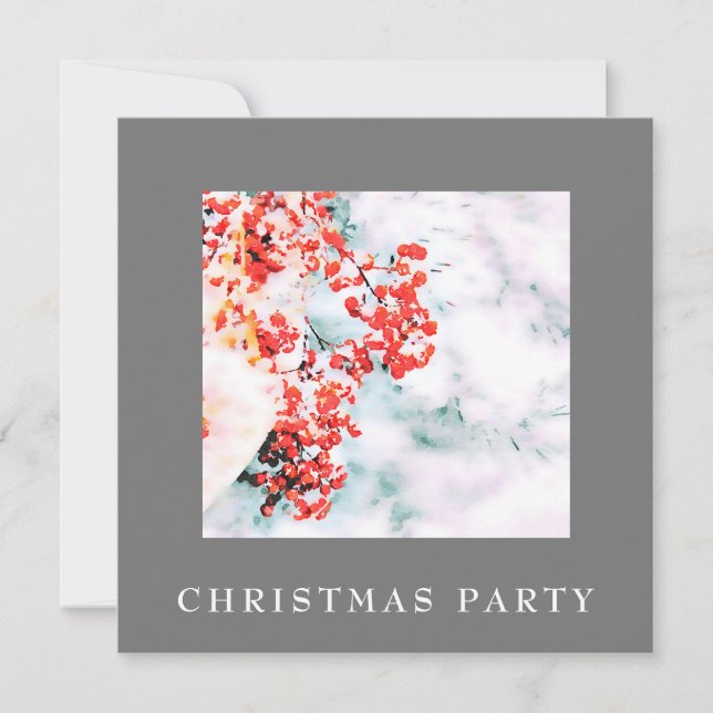 *~* Christmas Corporate Personal Snow AP20 Berry Invitation (Front)