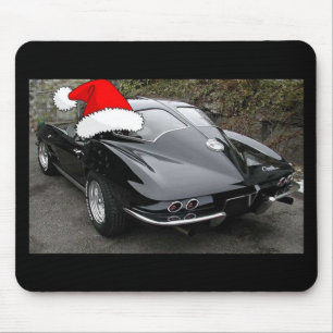 Christmas Corvette Black Split Window Mouse Pad