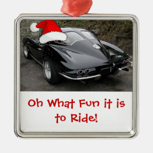 Christmas Corvette Split Window Metal Ornament