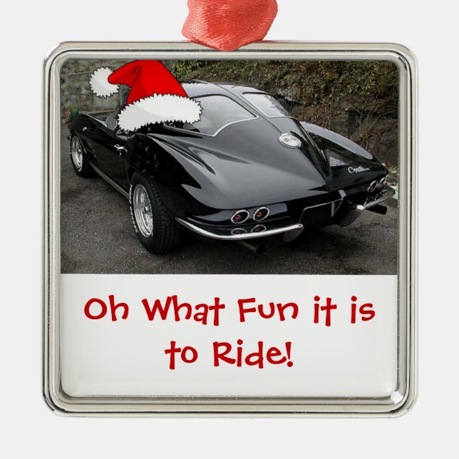 Christmas Corvette Split Window Metal Ornament (Front)