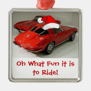 Christmas Corvette Split Window Metal Tree Decoration