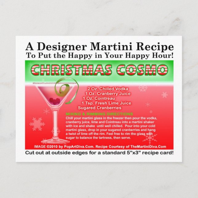 Christmas Cosmopolitan Martini Recipe Postcard (Front)
