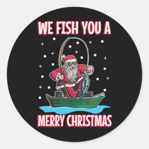 Christmas Costume Fisherman Fishing Funny Cool San Classic Round Sticker