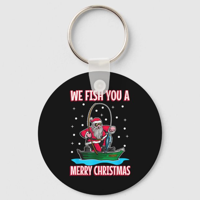 Christmas Costume Fisherman Fishing Funny Cool San Key Ring (Front)