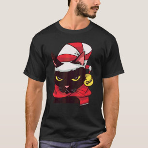 Christmas Costume Hat Scarf Angry Cats T-Shirt