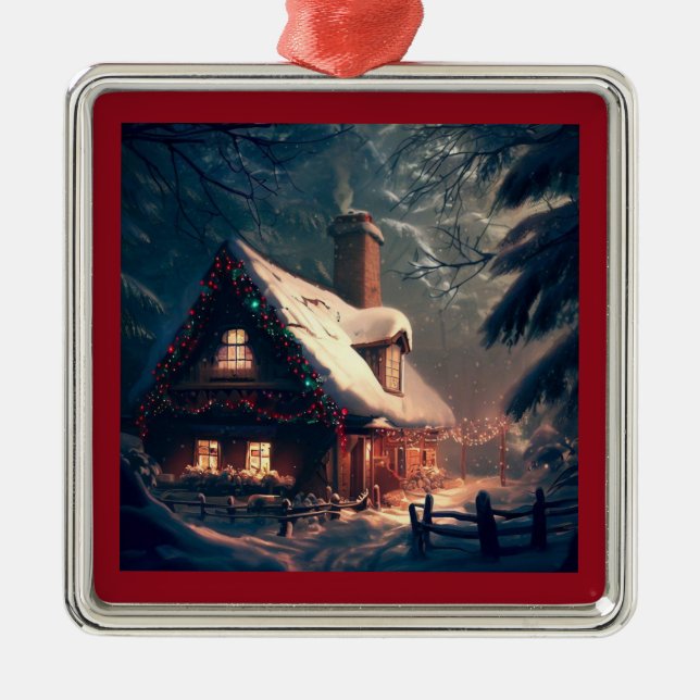 Christmas Cottage 2 Ornament (Front)