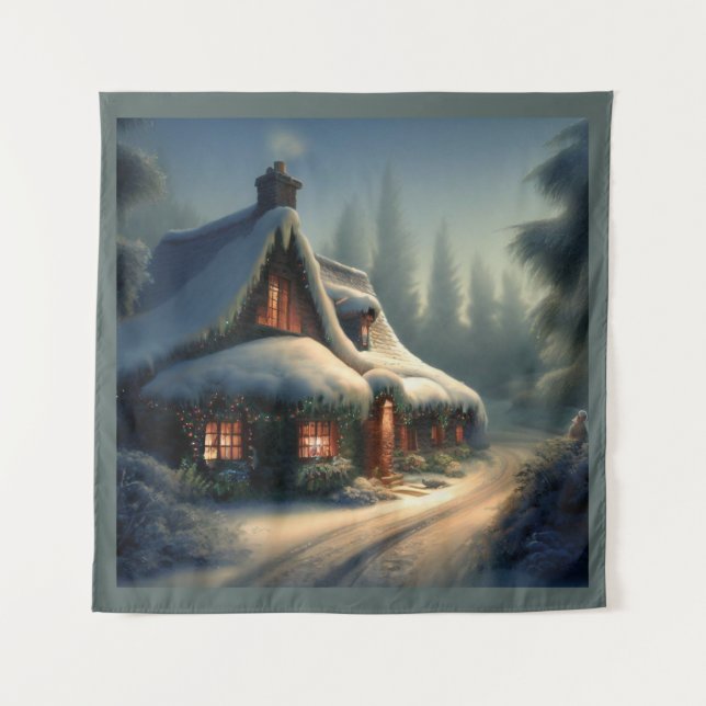 Christmas Cottage 3 Tapestry (Front)