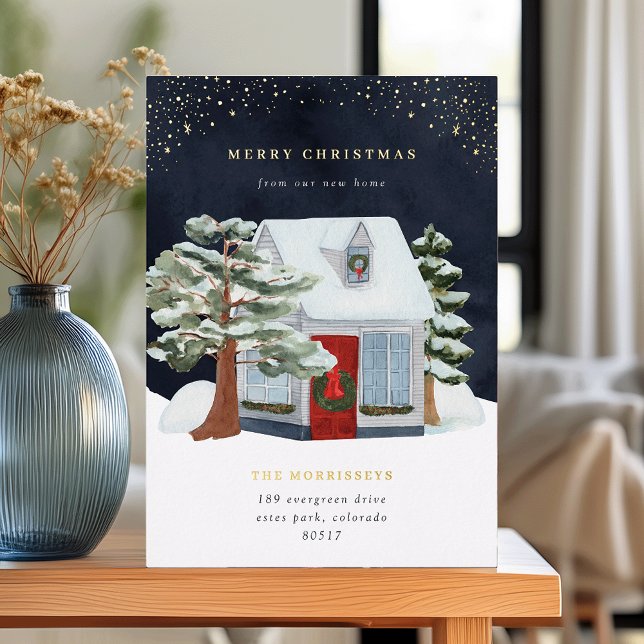 Christmas Cottage Holiday Foil Moving Announcement (Creator Uploaded)